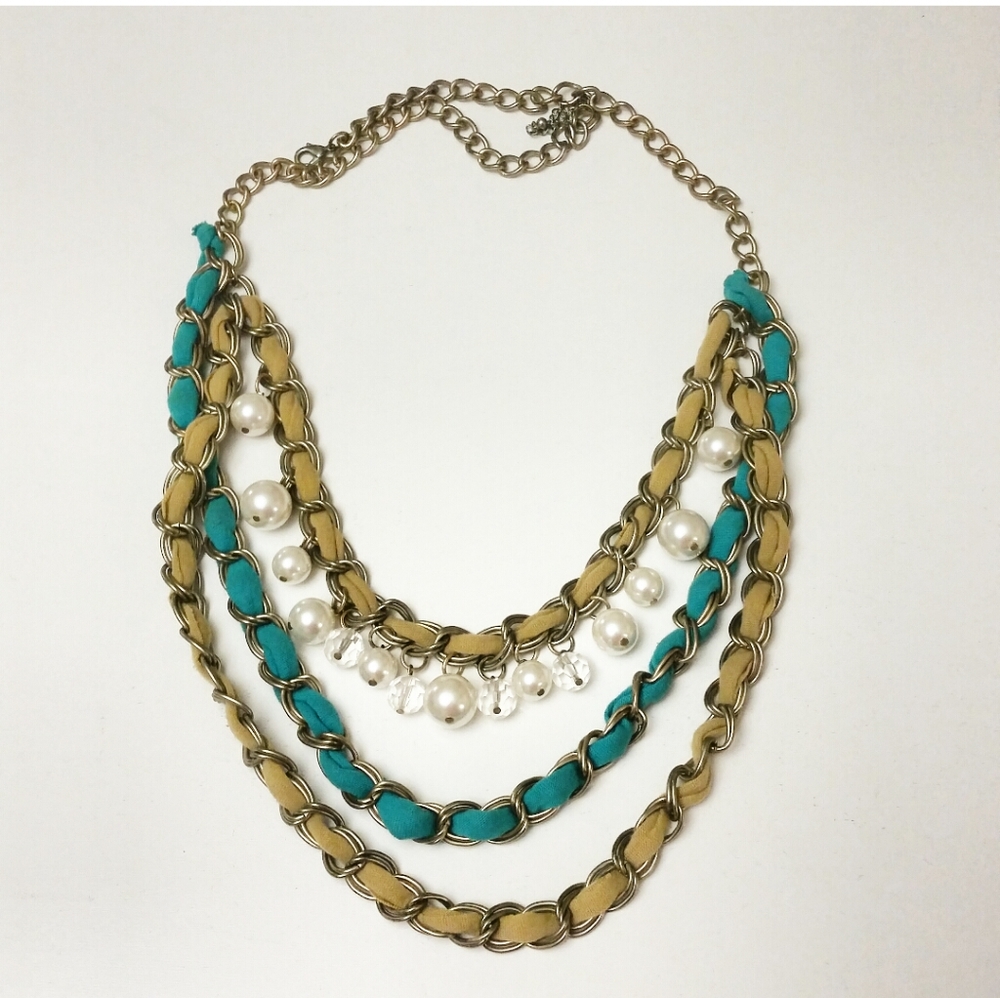 Chain & Pearl Beaded Statement Necklace